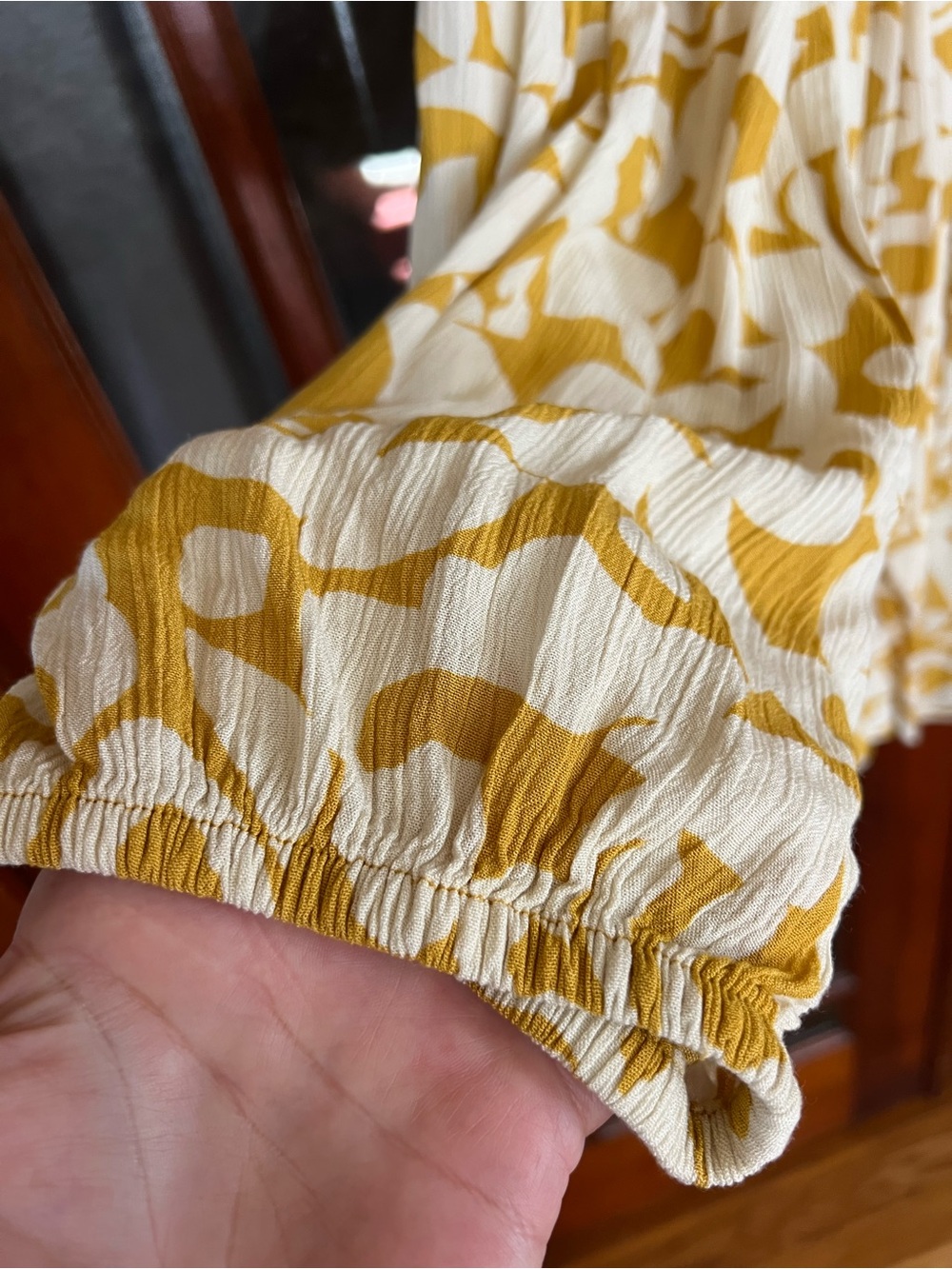 Terra & Sky Amber Glow Floral Off-Shoulder Pleated Top View 4